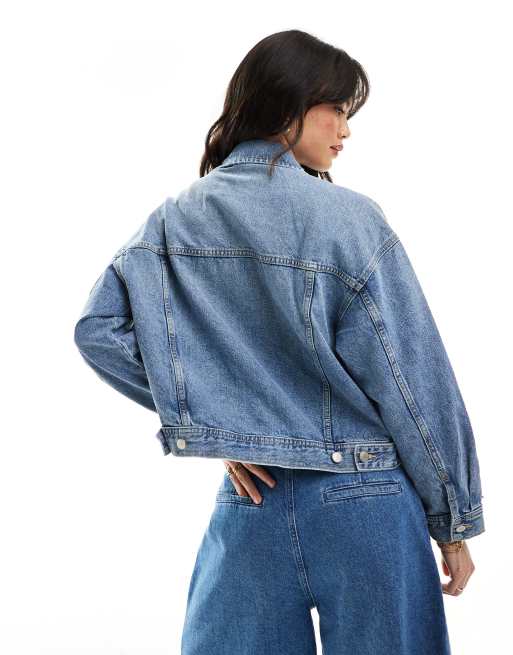 Pull&bear oversized denim jacket best sale