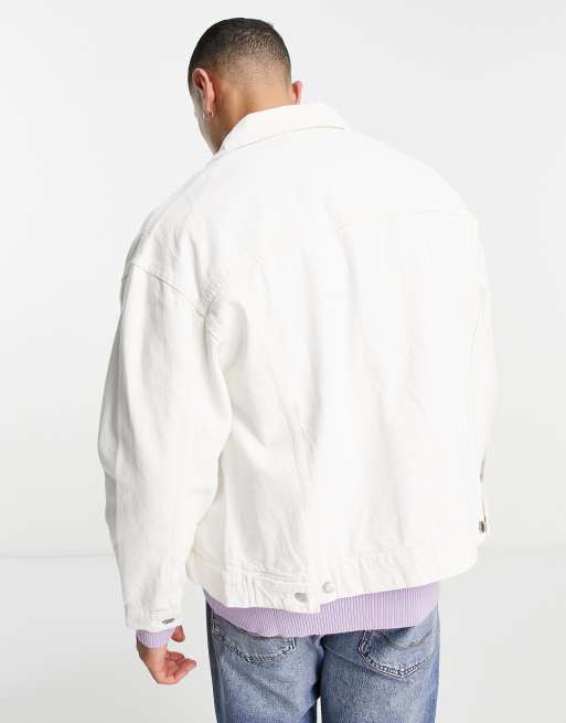 Pull&Bear oversized denim jacket in white | ASOS