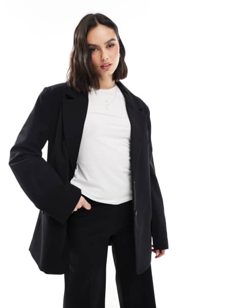 Pull&Bear oversized double button blazer and trouser co-ord in black - view 1