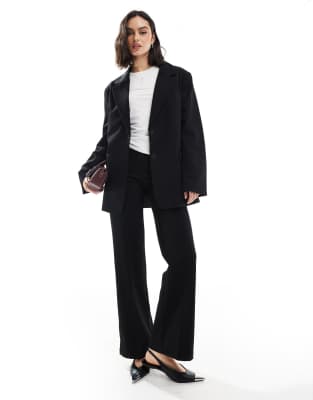 oversized double button blazer in black - part of a set