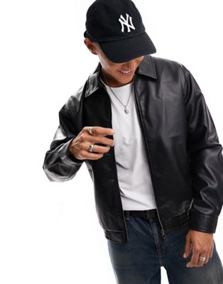 Pull&Bear oversized faux leather jacket