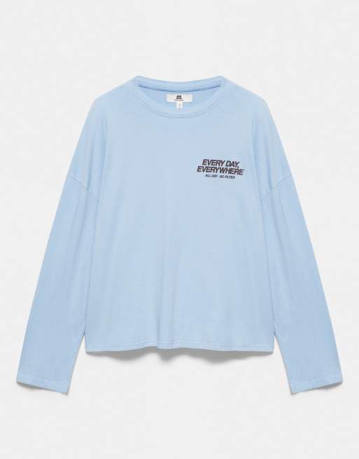 Pull&Bear oversized graphic T-shirt in pastelblauw, 4 van 6