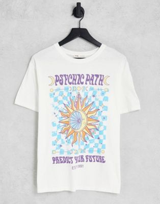 Pull&Bear oversized graphic t-shirt in white