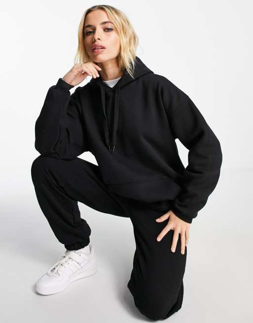 Pull&Bear oversized hoodie in black ASOS