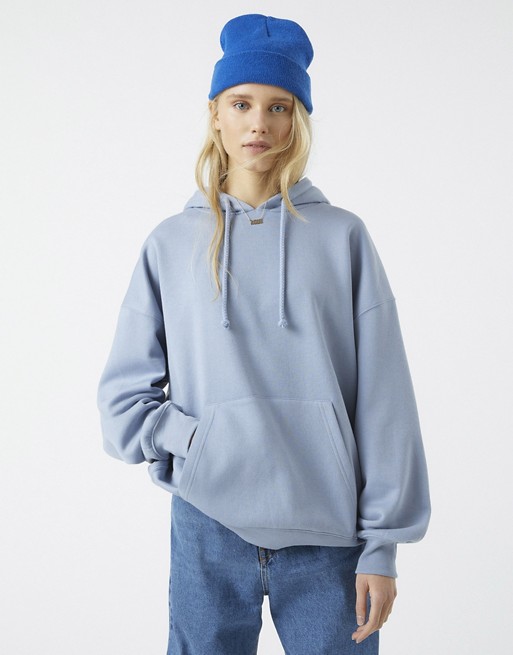 Pull&Bear oversized hoodie in blue