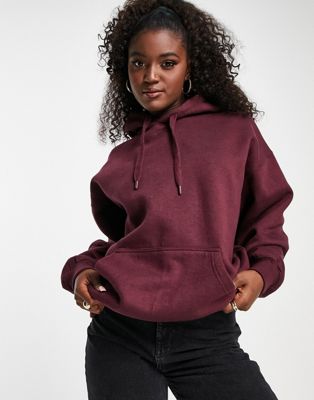 Pull&Bear oversized hoodie in burgundy