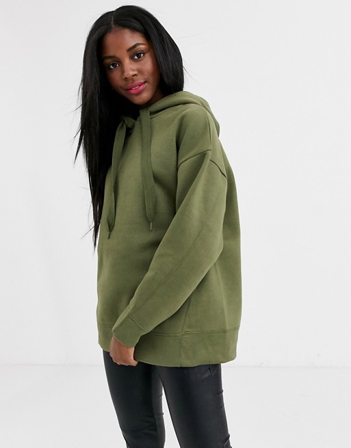 Pull&Bear oversized hoodie in khaki