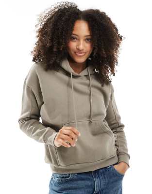 Pull&Bear oversized hoodie in taupe brown