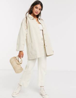 Pull&Bear oversized jacket in beige | ASOS