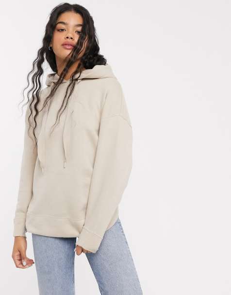 Pull&Bear – Oversized-Kapuzenpullover in Stone