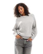 ASOS DESIGN chunky crew neck rib sweater in gray | ASOS