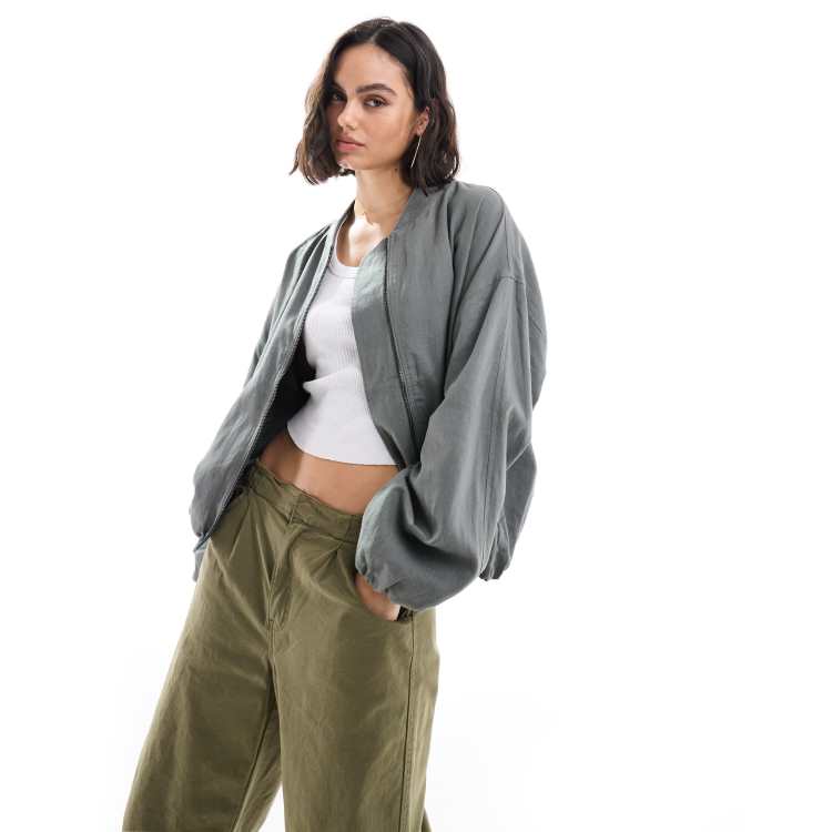 Pull&bear bomber jacket in navy with side stripe store