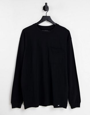 Pull&Bear oversized long sleeve t-shirt in black