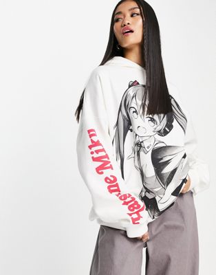 Pull&Bear oversized manga print hoodie in white - ASOS Price Checker