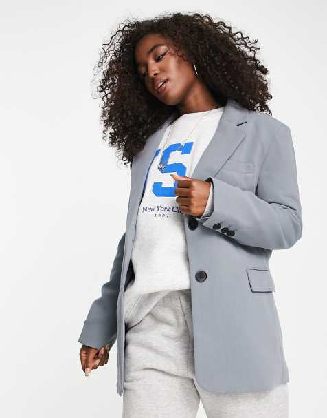 Pull&Bear oversized masculine blazer in blue - view 1