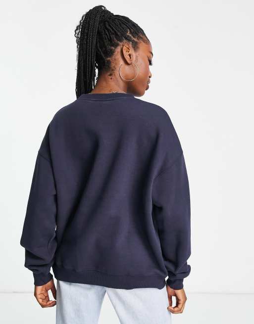 Pullu0026Bear oversized New York slogan crewneck sweatshirt co-ord in navy blue  | ASOS
