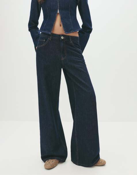 Pull&Bear - Oversized og marineblå jeans i løstsiddende pasform - view 1