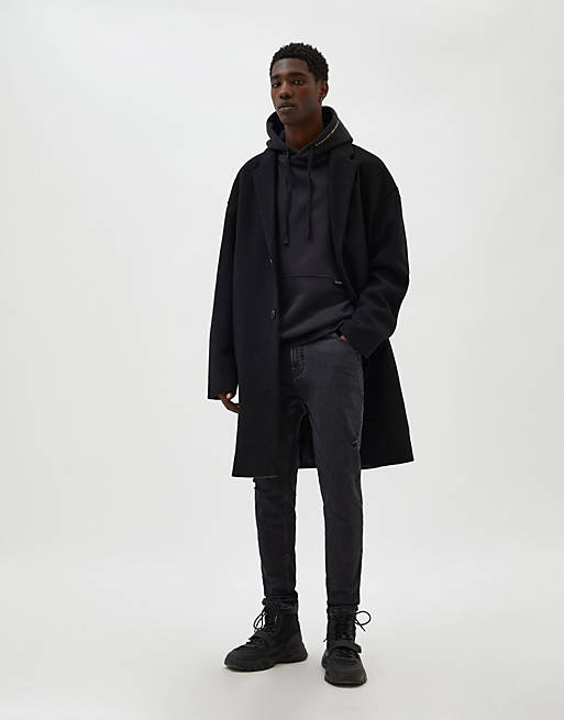 Jackets & Coats Pull&Bear oversized overcoat in black 