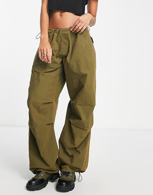 Pullu0026Bear oversized parachute pants in khaki | ASOS