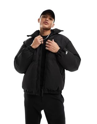 Pull&Bear oversized puffer jacket in black
