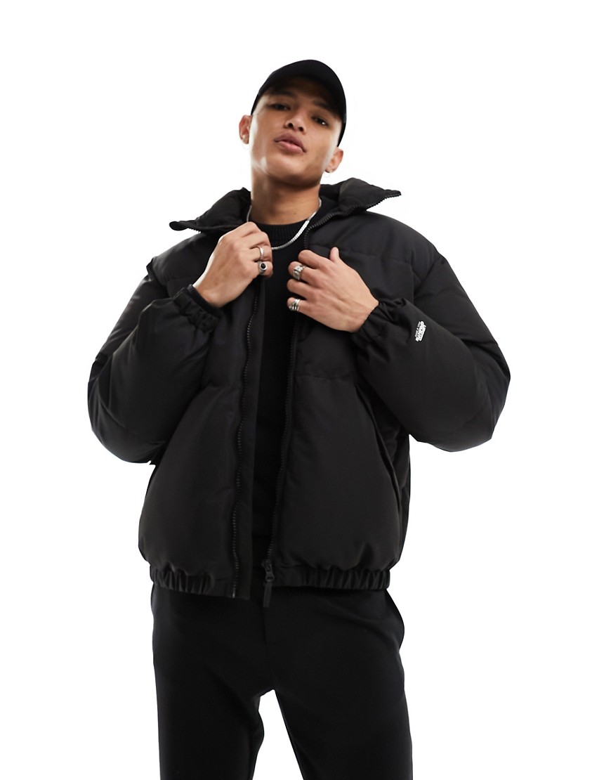 Pull & Bear oversized puffer jacket in black