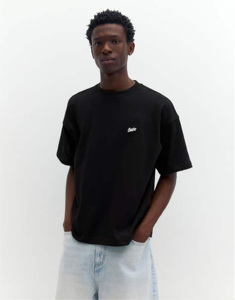 Pull&Bear - Oversized recht T-shirt met STWD-logo in zwart - view 1