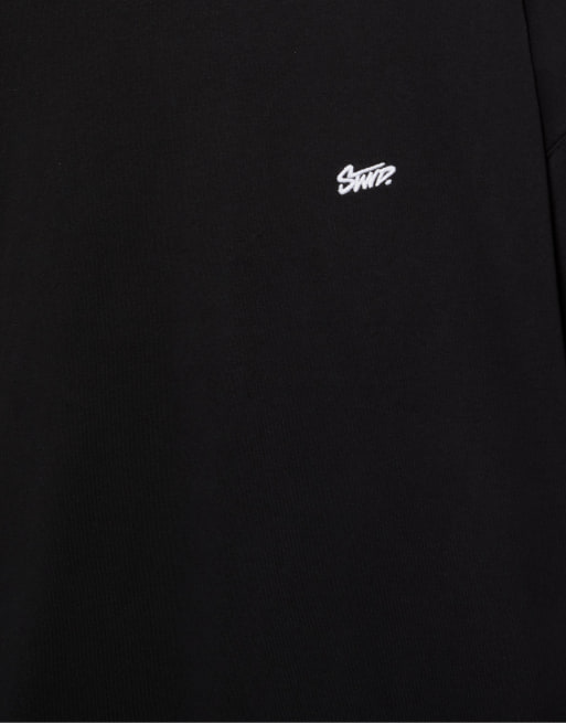 Pull&Bear - Oversized recht T-shirt met STWD-logo in zwart, 7 van 7