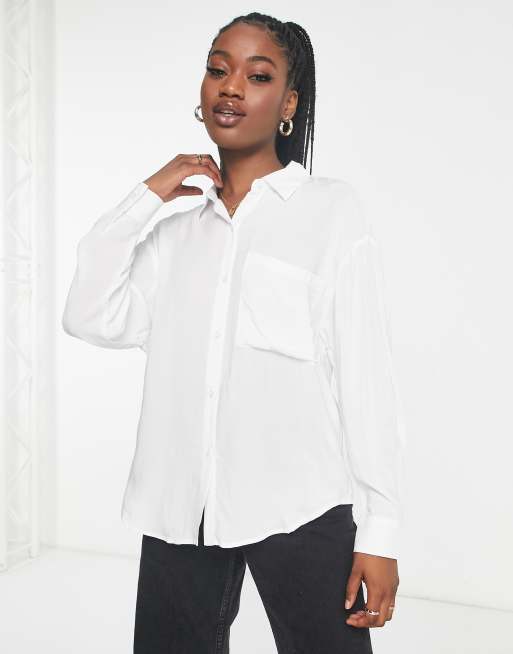 Pull&Bear oversized shirt in white | ASOS