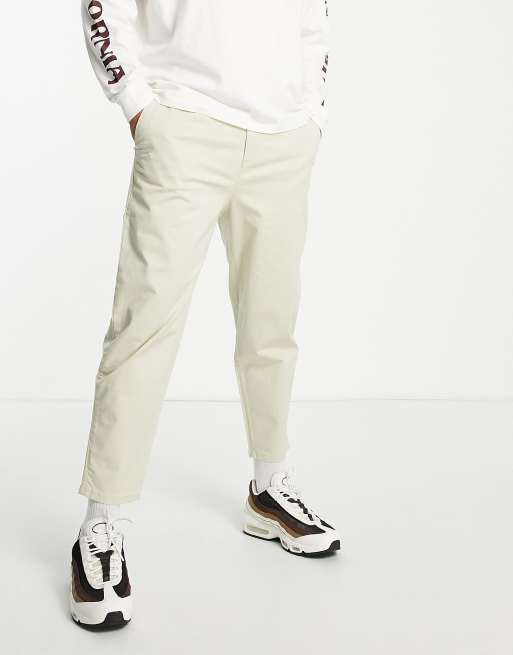 Pull&Bear - Oversized smaltoelopende chino in crème
