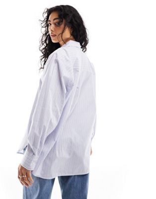 ASOS DESIGN super oversized blue and white stripe shirt