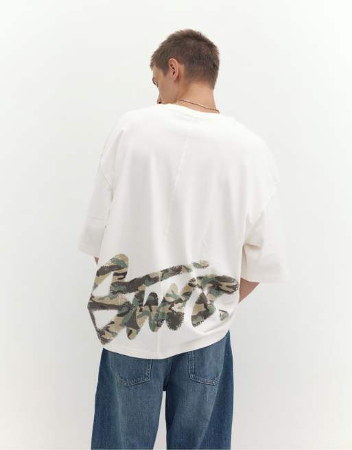 Pull&Bear oversized stwd T-shirt in gebroken wit, 2 van 5