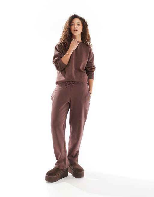 Pull&Bear oversized sweat and trackies set in washed burgundy