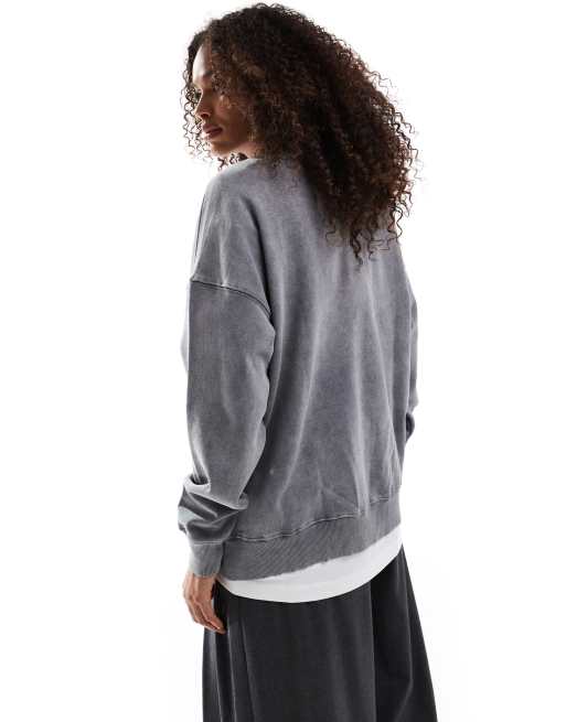 Pull&Bear oversized sweater in washed gray