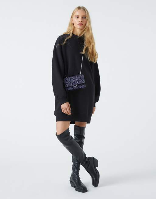 Pull&Bear Oversized sweater-jurk in zwart met wassing ASOS