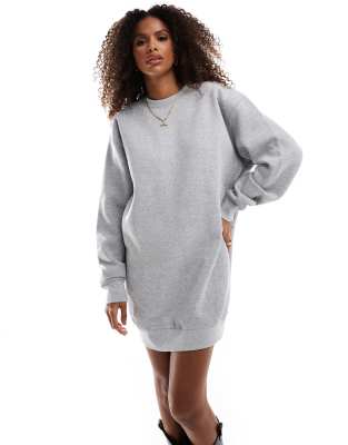 pull&bear oversized sweatshirt dress in light gray