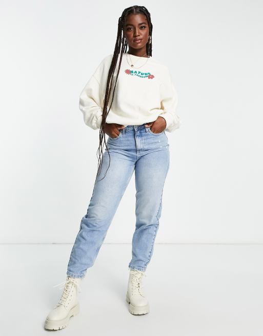 Pull&Bear Oversized Sweatshirt In Off White | Asos