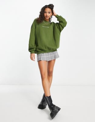 Pull & Bear oversized sweatshirt in washed green