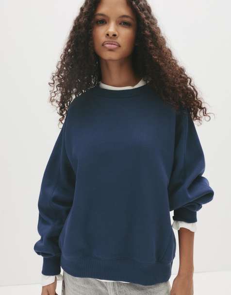 Pull&Bear - Oversized sweatshirt met naden in marineblauw - view 1