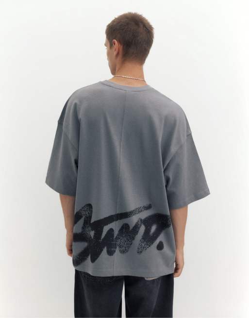 Pull&Bear oversized T-shirt i grå, 2 af 5