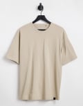 [Pull & Bear] Pull & Bear oversized t-shirt in beige-Neutral L Beige