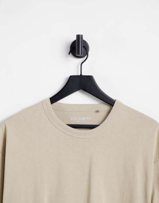 Pull&Bear oversized t-shirt in beige