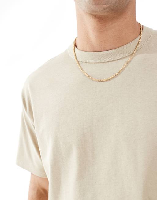 Pull&Bear - Oversized T-shirt in beige, 3 van 4