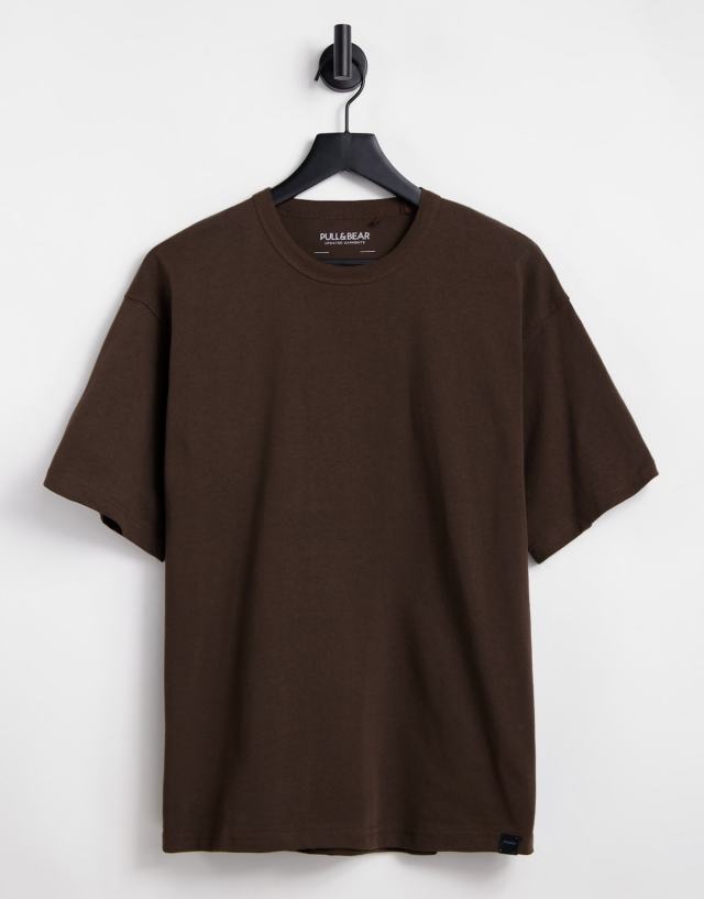 Pull&Bear oversized t-shirt in brown