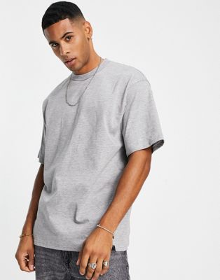 Pull&Bear oversized t-shirt in grey marl exclusive at ASOS