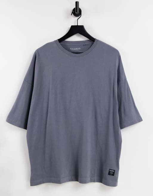 Pull&Bear oversized tshirt in grey ASOS