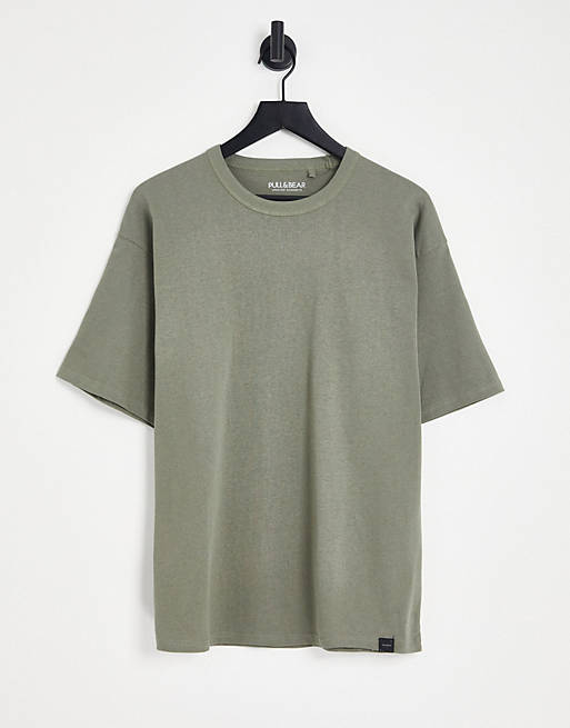 Pull&Bear oversized t-shirt in khaki | ASOS