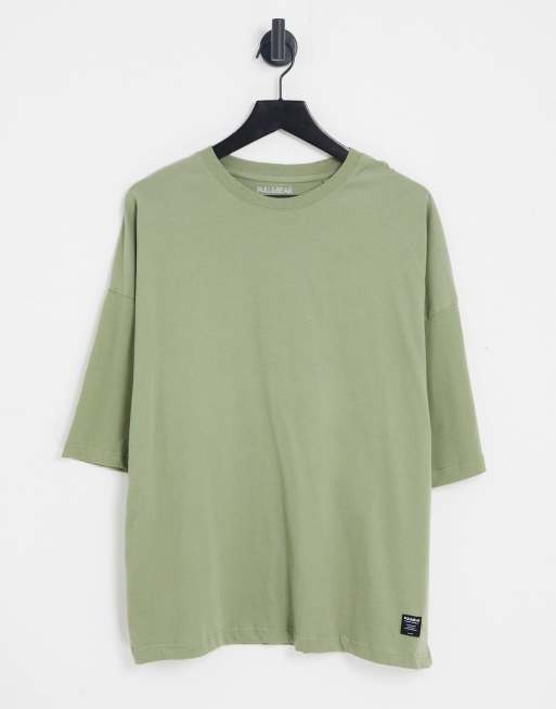 Pull&Bear oversized tshirt in khaki ASOS