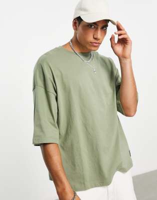 Pull&Bear oversized t-shirt in khaki