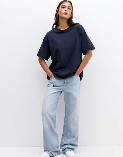 Pull&Bear oversized t-shirt in navy