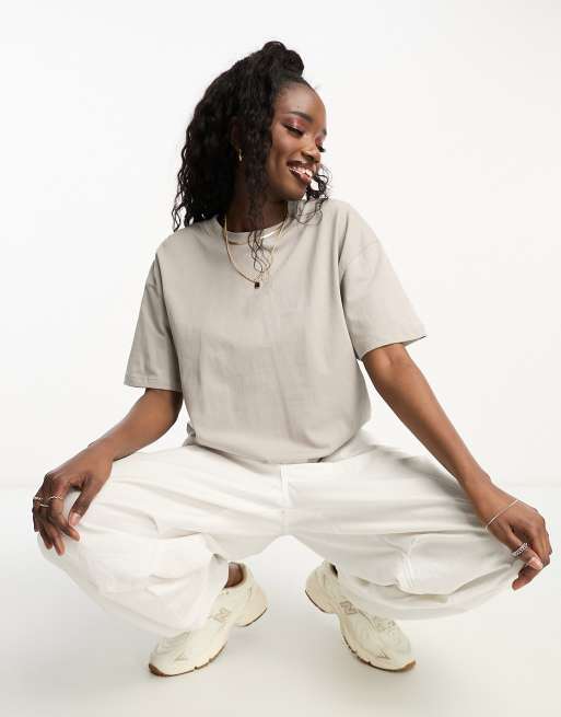 Pull&Bear oversized T-shirt in stone
